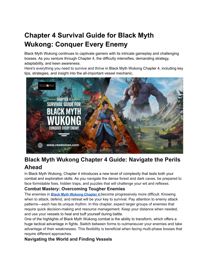 chapter 4 survival guide for black myth wukong