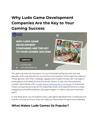 Why Ludo Game Development Companies Are the Key to Your Gaming Success