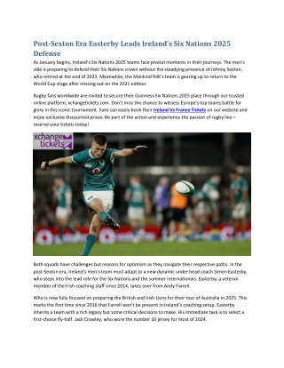 post sexton era easterby leads ireland