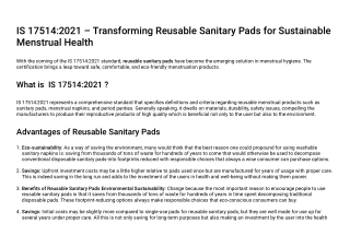 IS 17514:2021 – Transforming Reusable Sanitary Pads for Sustainable Menstrual