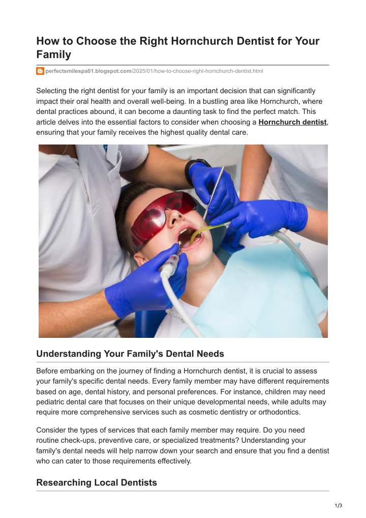 how to choose the right hornchurch dentist