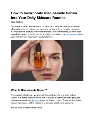 how to incorporate niacinamide serum into your