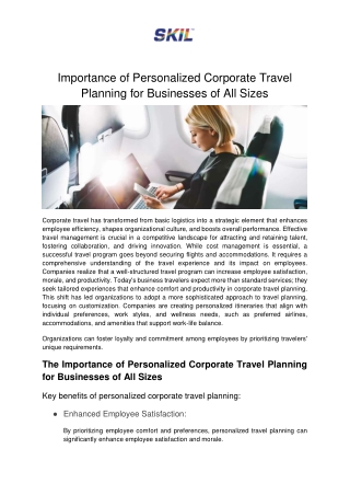 Importance of Personalized Corporate Travel Planning for Businesses of All Sizes