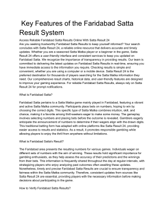 key features of the faridabad satta result system