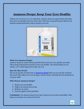 Ananeoo Drops- Keep Your Eyes Healthy