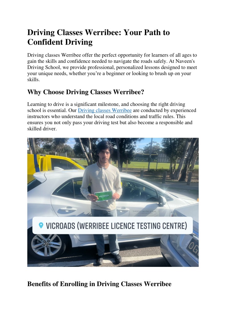 driving classes werribee your path to confident