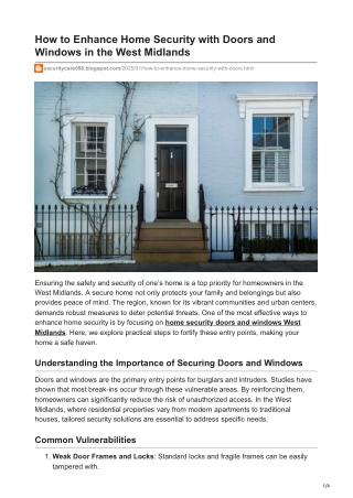 How to Enhance Home Security with Doors and Windows in the West Midlands