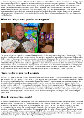 Casino Games - Exploring the Thrills and Strategies in Modern Gaming