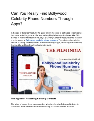 Can You Really Find Bollywood Celebrity Phone Numbers Through Apps