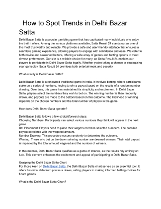_     How to Spot Trends in Delhi Bazar Satta