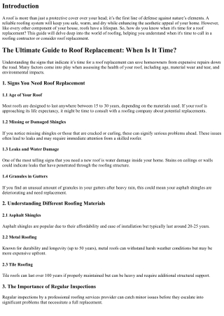 The Ultimate Guide to Roof Replacement: When Is It Time?