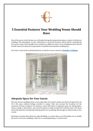5 Essential Features Your Wedding Venue Should Have