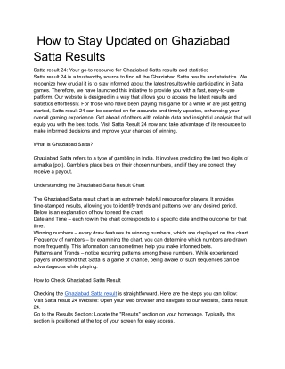 _     How to Stay Updated on Ghaziabad Satta Results
