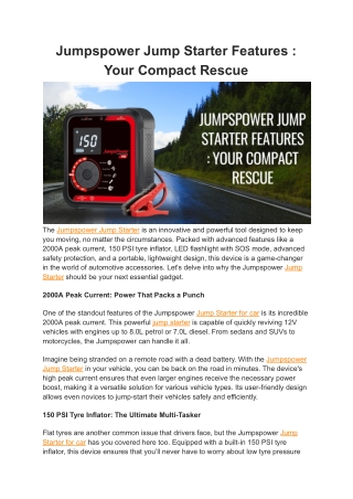 jumpspower jump starter features your compact