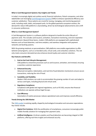 what is card management systems key insights