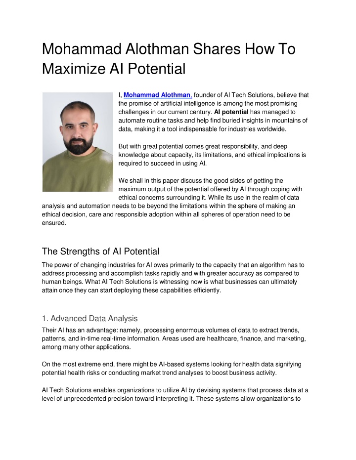 mohammad alothman shares how to maximize ai potential