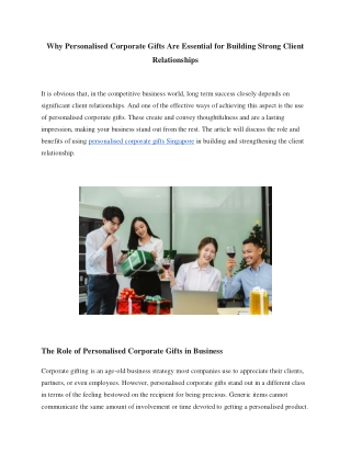 Why Personalised Corporate Gifts Are Essential for Building Strong Client Relationships