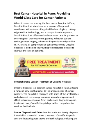 Best Cancer Hospital in Pune | Advanced Cancer Care
