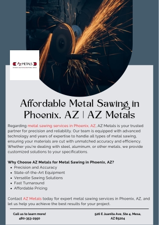 Affordable Metal Sawing in Phoenix, AZ | AZ Metals