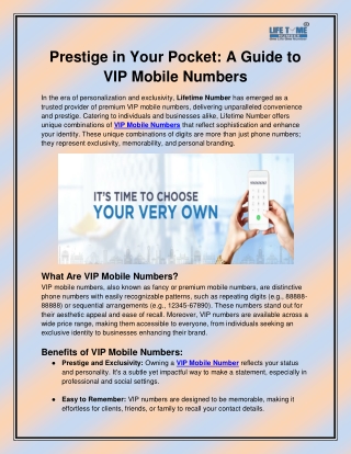 VIP Mobile Numbers