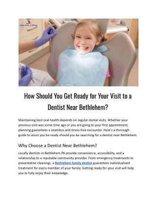 How Should You Get Ready for Your Visit to a Dentist Near Bethlehem