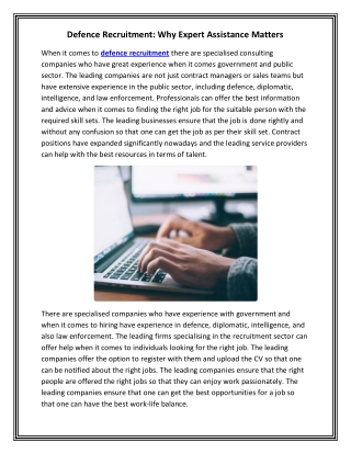 Defence Recruitment Why Expert Assistance Matters