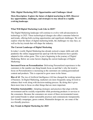 title digital marketing 2025 opportunities