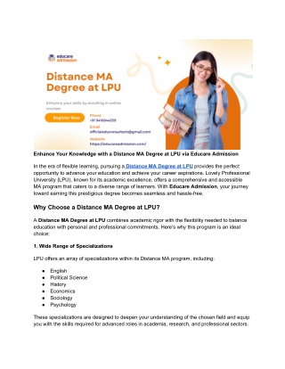 Distance MA Degree at LPU: Flexible and Accredited Master's Program for Your Car