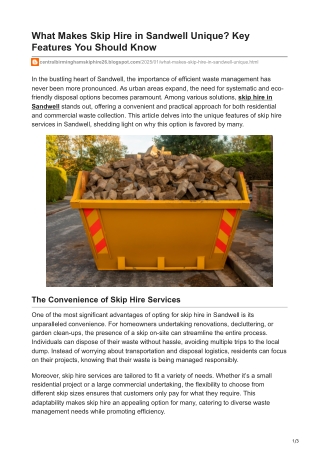 what makes skip hire in sandwell unique