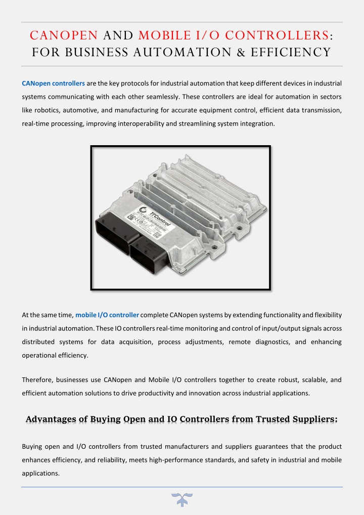 canopen and mobile i o controllers for business