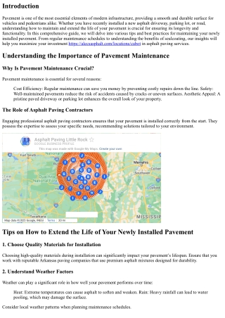 “Tips on How to Extend the Life of Your Newly Installed Pavement”