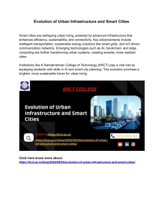 Evolution of Urban Infrastructure and Smart Cities