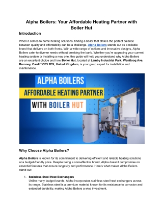 Alpha Boilers_ Your Affordable Heating Partner with Boiler Hut