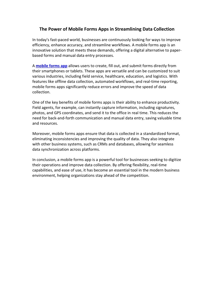 the power of mobile forms apps in streamlining