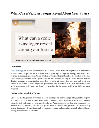 What Can a Vedic Astrologer Reveal About Your Future