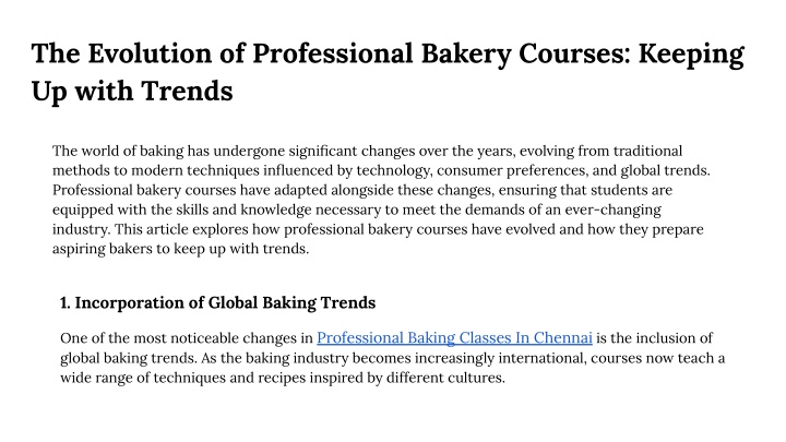 the evolution of professional bakery courses