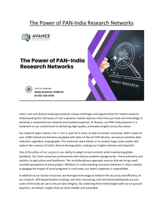 the power of pan india research networks