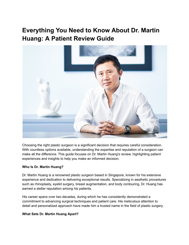 everything you need to know about dr martin huang