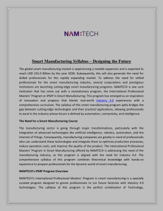 Smart Manufacturing Syllabus – Designing the Future