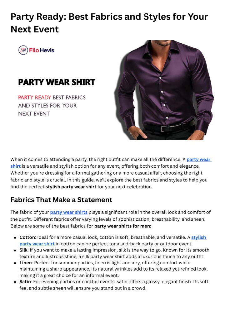 party ready best fabrics and styles for your next