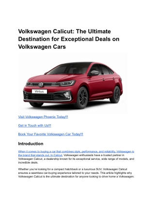 Volkswagen Calicut_ The Ultimate Destination for Exceptional Deals on Volkswagen Cars