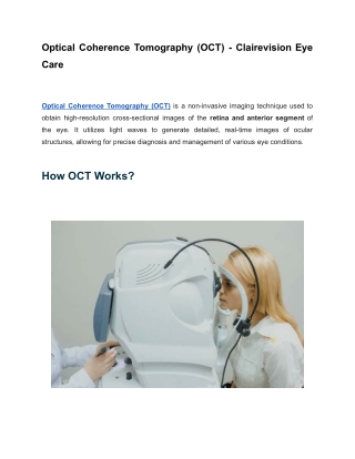 Optical Coherence Tomography (OCT) - Clairevision Eye Care