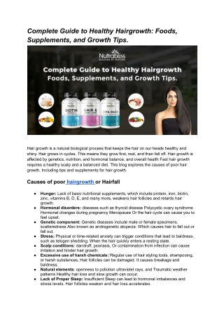 Complete Guide to Healthy Hairgrowth_ Foods, Supplements, and Growth Tips.