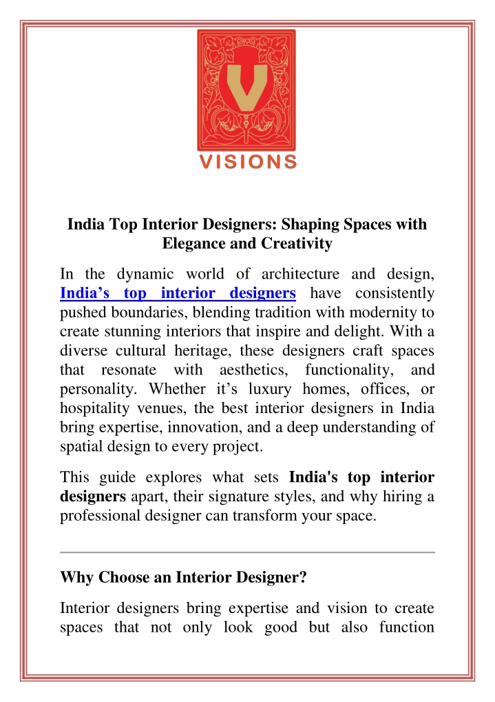 india top interior designers shaping spaces with