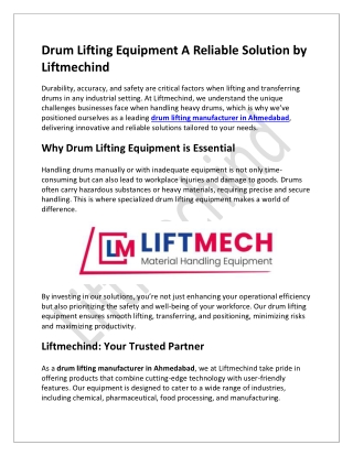 Drum Lifting Equipment A Reliable Solution by Liftmechind