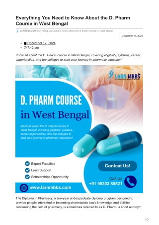 larnmbbs.com-Everything You Need to Know About the D Pharm Course in West Bengal