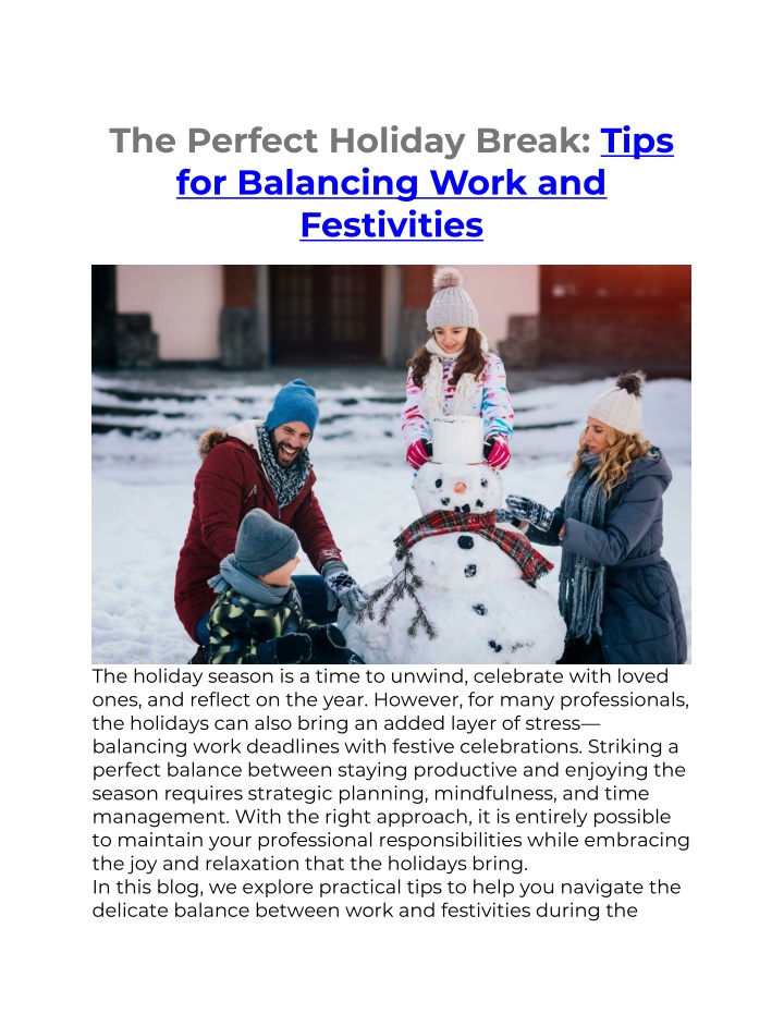 the perfect holiday break tips for balancing work