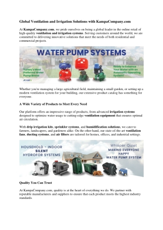 global ventilation and irrigation solutions with