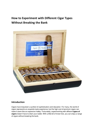 how to experiment with different cigar types