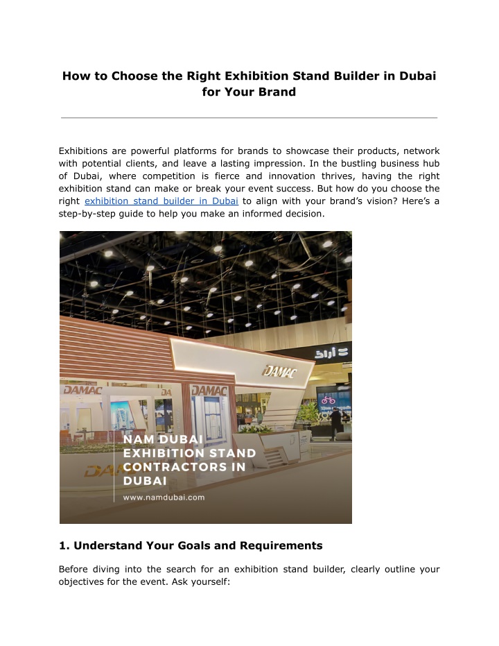 how to choose the right exhibition stand builder